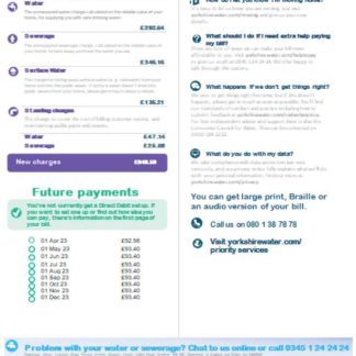 Yorkshire water utility business bill, page 2 SCR download template file