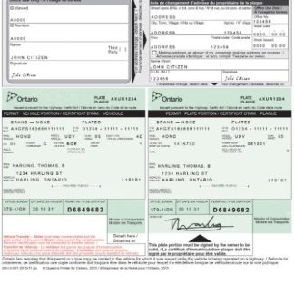 Canada Ontario car title download template file