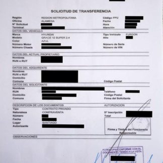 Chile vehicle registration certificate download template file