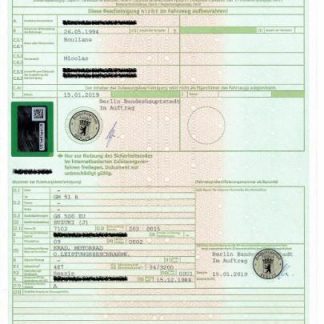 Germany vehicle registration certificate download template file