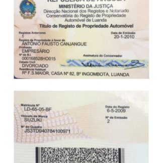Angola vehicle registration card version 2 download template file