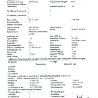 India vehicle registration certificate version 2 download template file