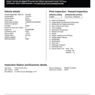 Australia Queensland certificate of vehicle inspection download template file