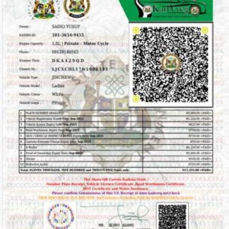 Nigeria Kaduna state vehicle license download template file