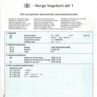 Norway vehicle registration certificate download template file