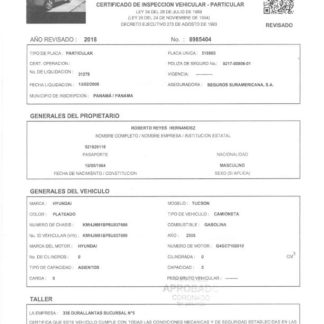 Panama vehicle registration certificate download template file
