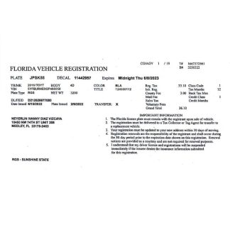 USA Florida vehicle registration license download template file