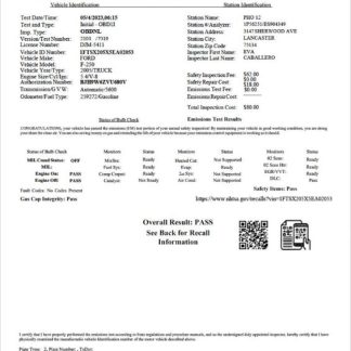 USA Texas vehicle inspection report download template file