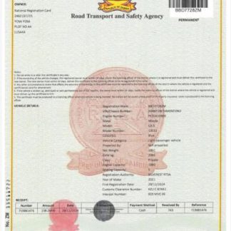 Zambia vehicle registration certificate download template file
