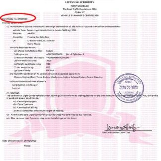 Barbados vehicle registration certificate download template file