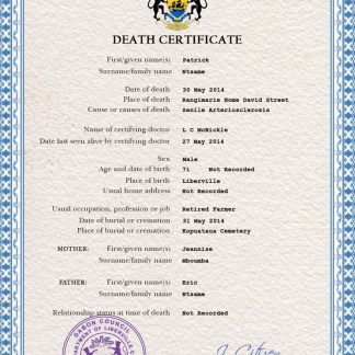Gabon vital record death certificate PSD template download template file