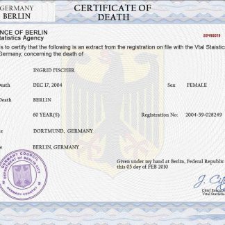 Germany death certificate PSD template, completely editable download template file