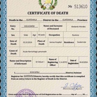 Guatemala vital record death certificate PSD template download template file