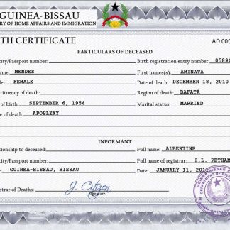 Guinea Bissau death certificate download template file