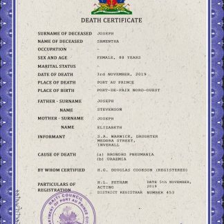 Haiti death certificate PSD template download template file