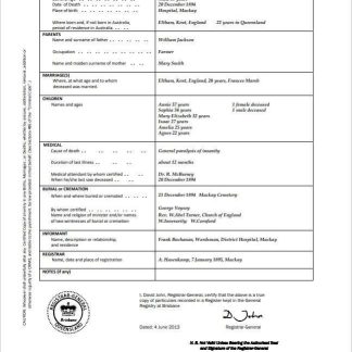 Australia Queensland death certificate template in Word download template file