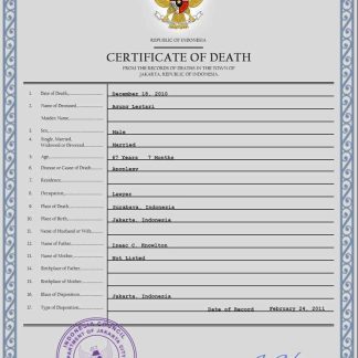 Indonesia vital record death certificate PSD template download template file