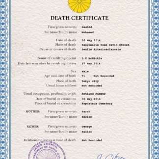 Japan vital record death certificate PSD template download template file
