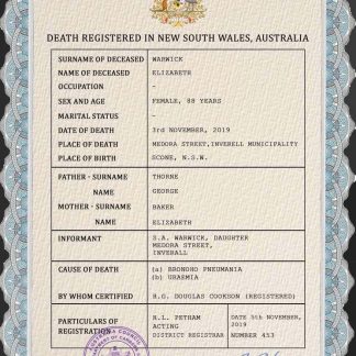 Australia vital record death certificate PSD template download template file