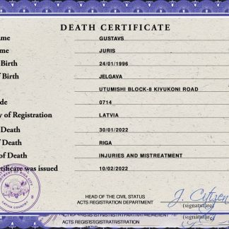 Latvia death certificate PSD template download template file