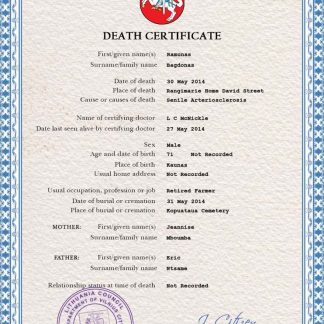 Lithuania death certificate PSD template download template file