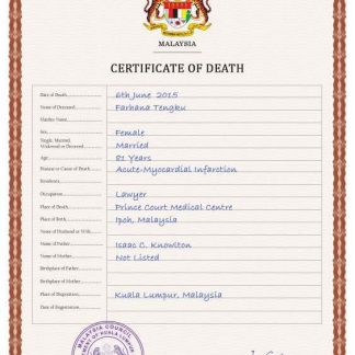 Malaysia death certificate PSD template download template file