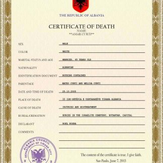 Albania death certificate PSD download template file