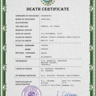 Mexico death certificate PSD template download template file