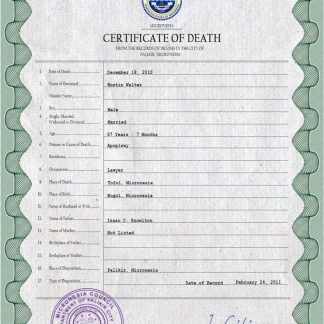 Micronesia vital record death certificate PSD template download template file
