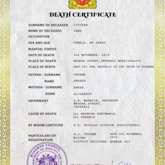 Myanmar death certificate PSD template download template file