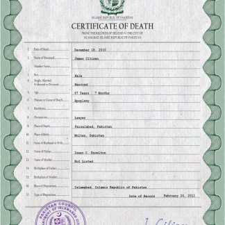 Pakistan vital record death certificate PSD template download template file