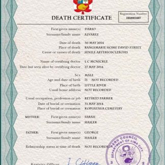 Peru death certificate PSD template download template file