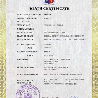 Philippines vital record death certificate PSD template download template file