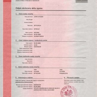 Poland death certificate download template file