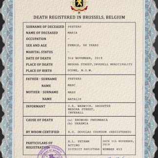 Belgium vital record death certificate PSD template download template file