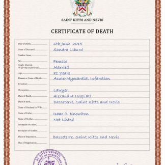 Saint Kitts and Nevis death certificate PSD template download template file