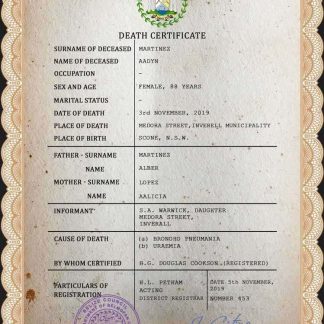 Belize death certificate PSD template download template file