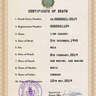 San Marino vital record death certificate PSD template download template file