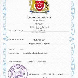 Singapore death certificate PSD template download template file