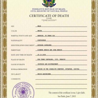 Brazil death certificate PSD template download template file