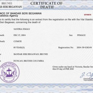 Brunei vital record death certificate PSD template download template file
