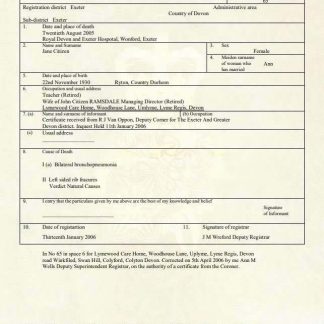 United Kingdom death certificate template in Word and PDF format download template file