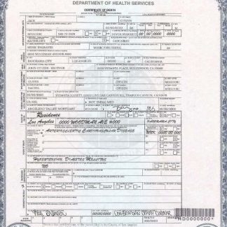 USA county of Los Angeles death certificate template in PSD format download template file