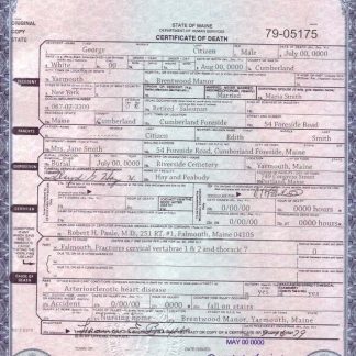 USA Maine state death certificate template in PSD format download template file