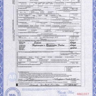 USA state Arkansas death certificate template in PSD format download template file