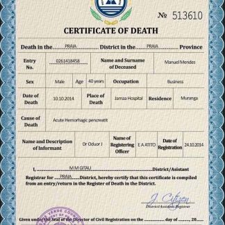 Cabo Verde death certificate PSD template download template file