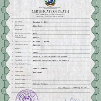 Venezuela vital record death certificate PSD template download template file