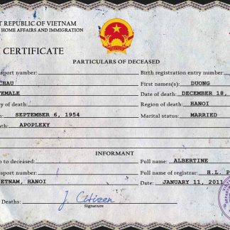 Vietnam death certificate PSD template download template file