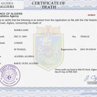 Algeria vital record death certificate PSD template download template file