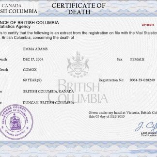 Canada vital record death certificate PSD template download template file